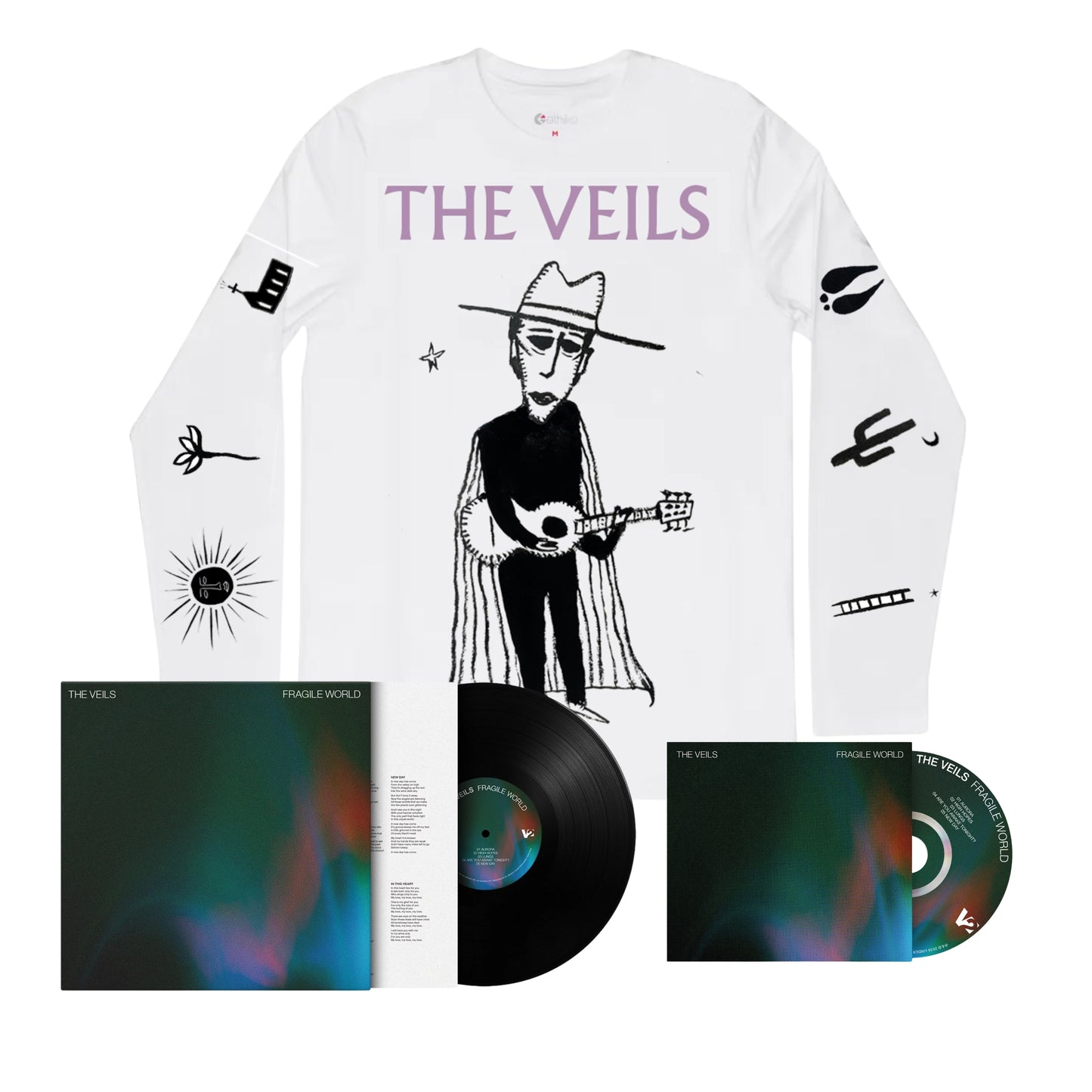 Fragile World - CD, Vinyl & The World's Loneliest Cowboy long sleeve bundle