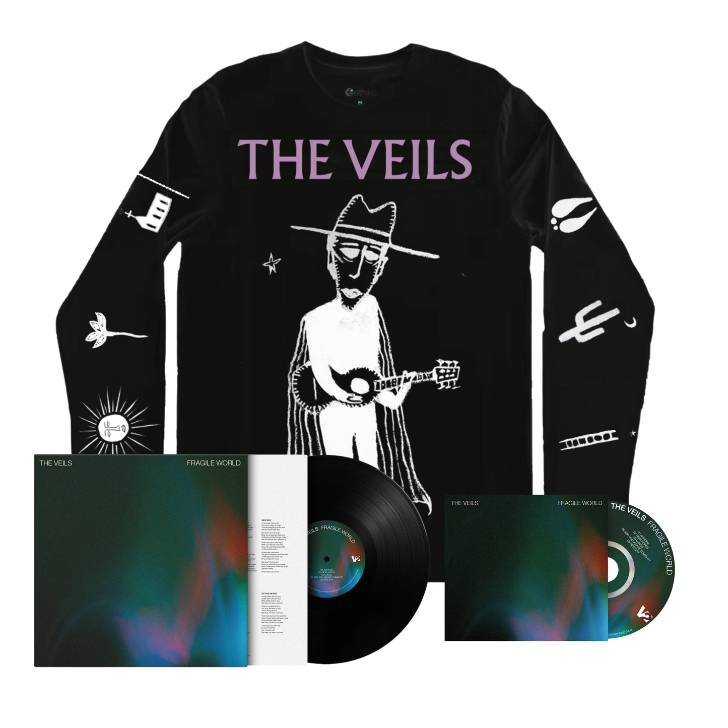 Fragile World - CD, Vinyl & The World's Loneliest Cowboy long sleeve bundle